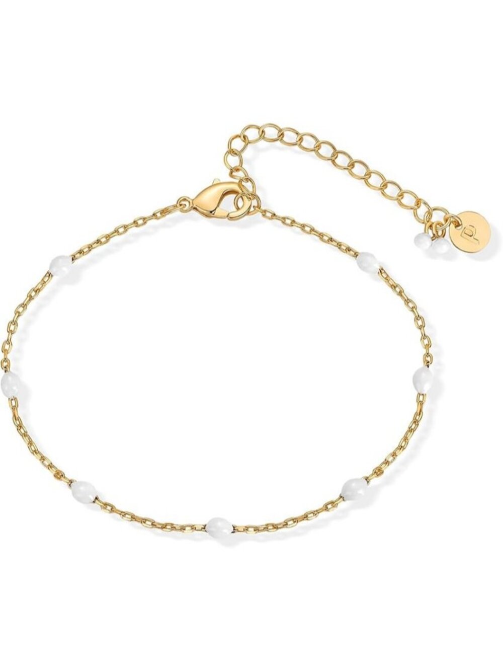 White Yellow Gold 14K Gold Plated Enamel Beaded Bracelets Dainty Bead Bracelet